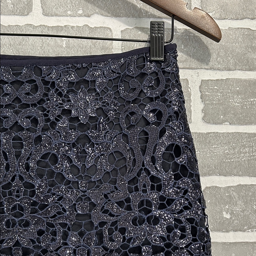 Anthropologie J.O.A. Navy Lace Mini Skirt | Size Small | Lined - Picture 3 of 9